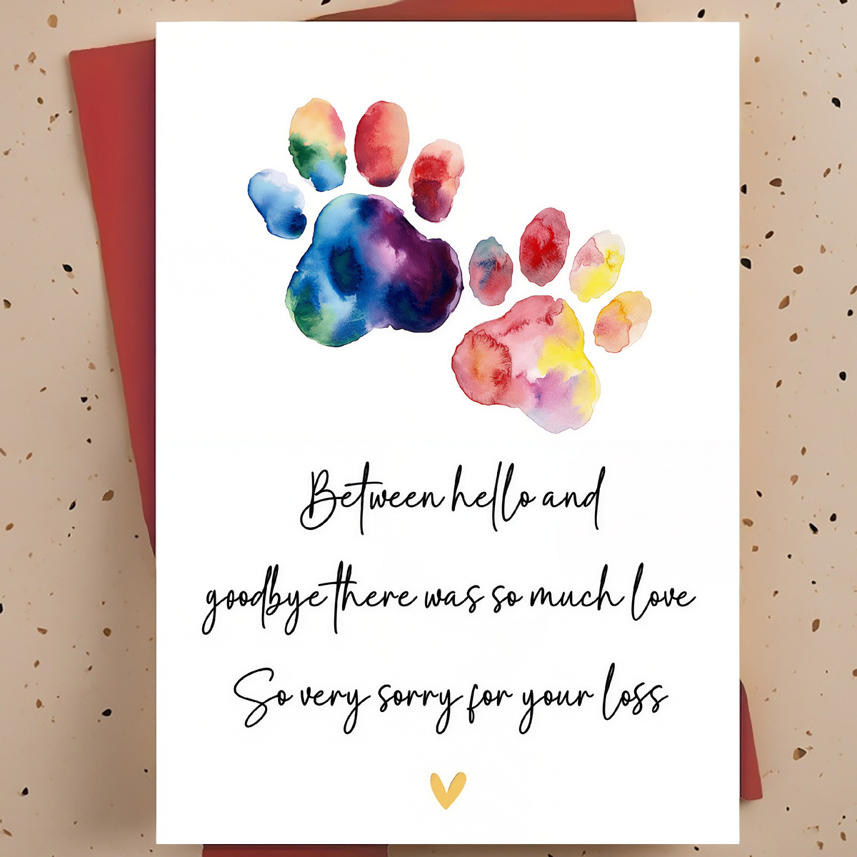 TEMU 1pc Sympathy Pet Loss Greeting Card For Grieving Pet Owner, Friend – Watercolor Hand-drawn Illustration, Sympathy Card, With Envelope