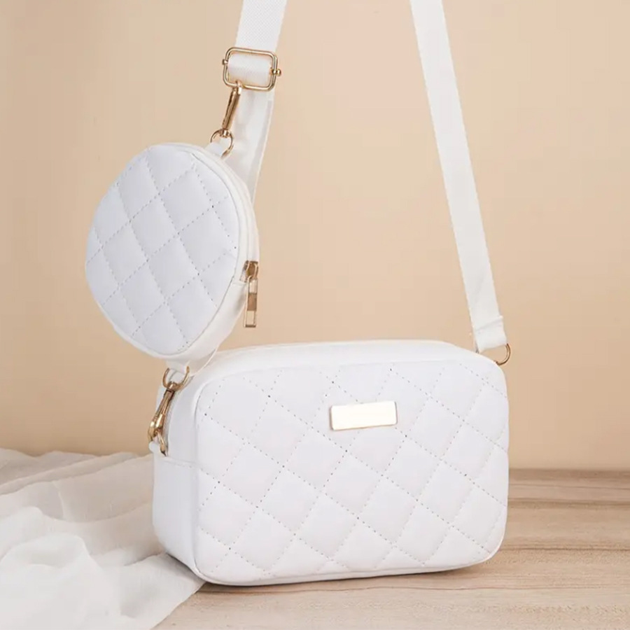 Image of Versatile Everyday Crossbody Bag, 2pcs Simple Solid Color Shoulder Bag, Solid Color Simple Fashion Women' With Small Round Coin Purse