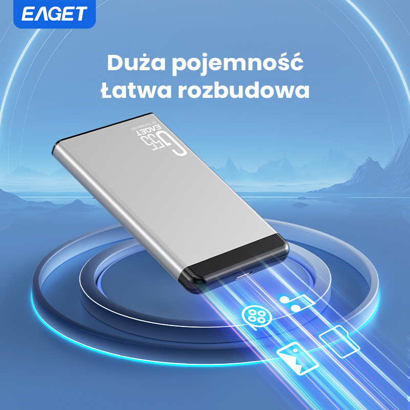 TEMU Disque dur externe portable EAGET , disque dur métallique haute vitesse, disque dur mécanique 2,5 pouces, système de fichiers , USB 3.0 Plug and