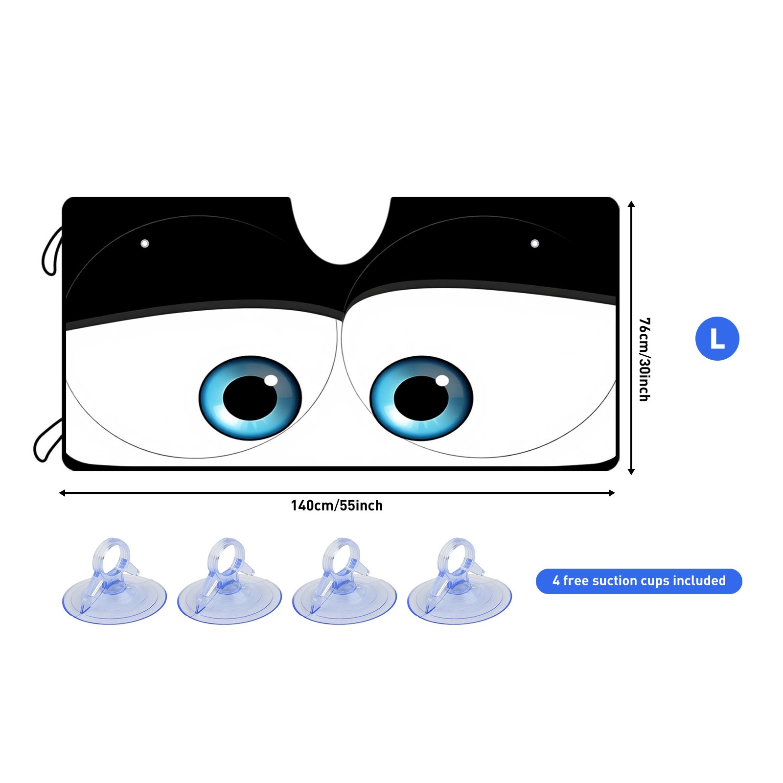 TEMU Car Windshield Sunshade, Uv Protection Heat Insulation, Cartoon Eyes Digital Printed Front Window Cover, Universal Fit For Suv Sedan Truck,