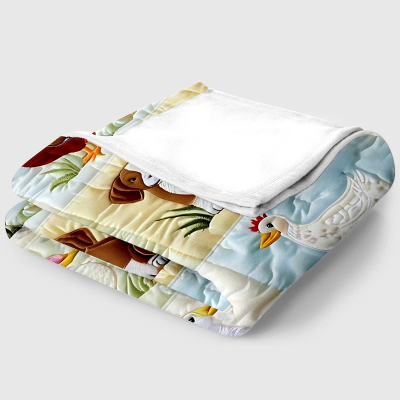 Farm Animal Pattern High Definition Printed Flannel Blanket