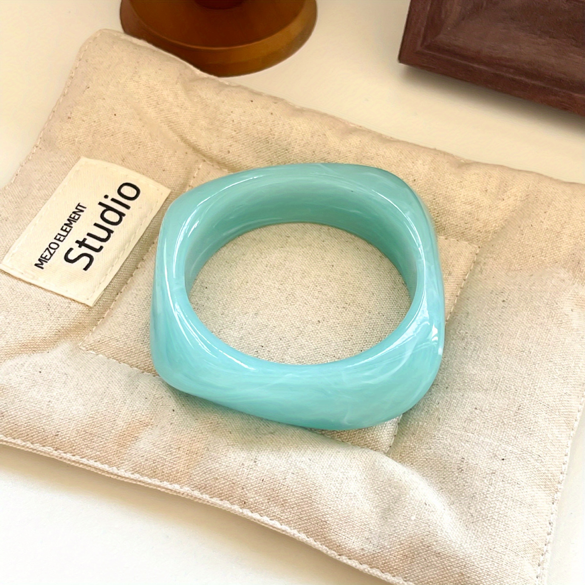 8pc Marbled Square Geometric Resin Bracelets