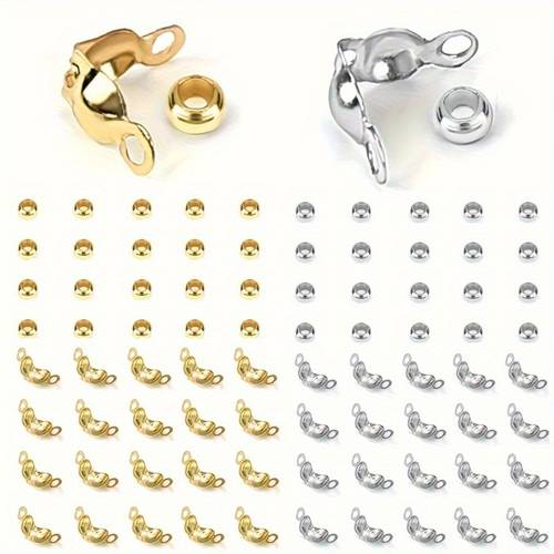 100pcs lot connector clasp crimp end beads findings kit diy bracelet necklace jewelry making supplies