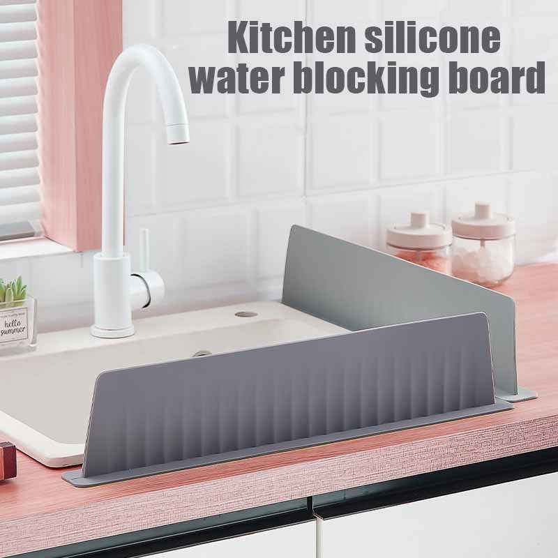 1pc silicone water blocking board for kitchen sink countertop splash proof partition for raised sinks autumn winter storage christmas halloween gifts Product details 0