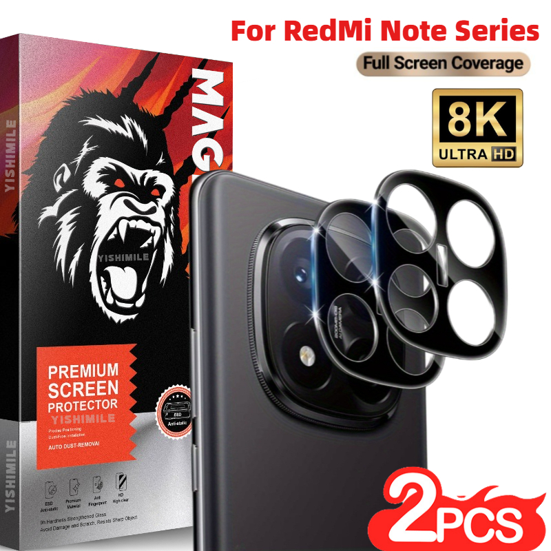 2 kosa Zaščitnega Kaljenega Stekla za Celotno Pokritje Objektiva Kamere, Primerno za Redmi Note 13/14/15 /4G/5G/ Note 13/14/15 Pro 4G/5G /Note