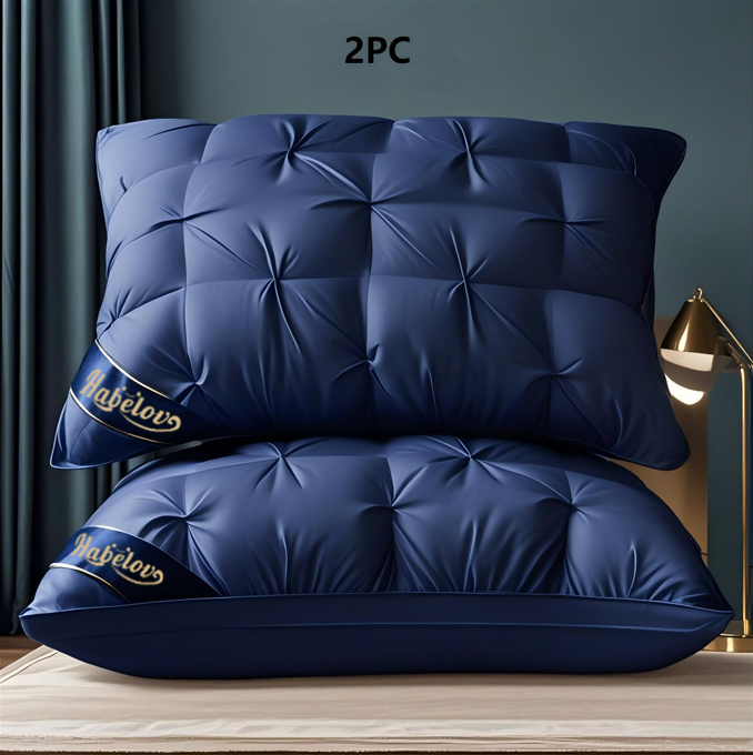 1/2pcs Luxury 5-Star Hotel Quality Pillows - Deep Sleep Neck Support, High Density Non-Sagging All-Season Pillowcase with White Satin, 100% Filling, Vacuum Compressed Packaging (White), Home Comfort, Quilted Design, Premium Fabric