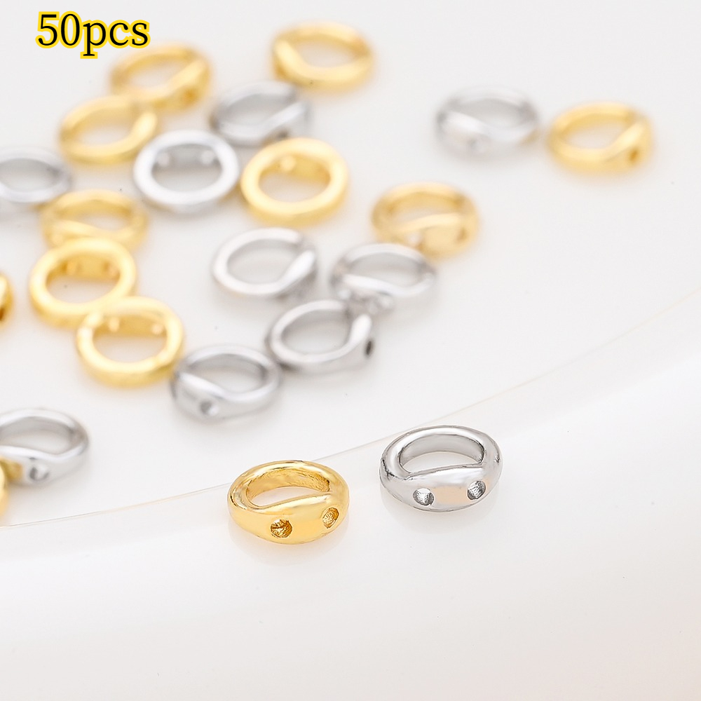 TEMU 50pcs Elegant Double Hole Linking Circles Golden Copper Sophisticated Craft Round Connector Rings With 2 Holes For Bracelet Necklace Earrings