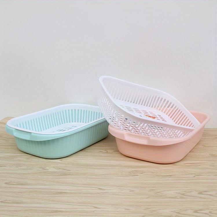 thickened   inches household fruit drain basket vegetable basket two piece set of multi functional vegetable drain basin shelf baskets Product details 5