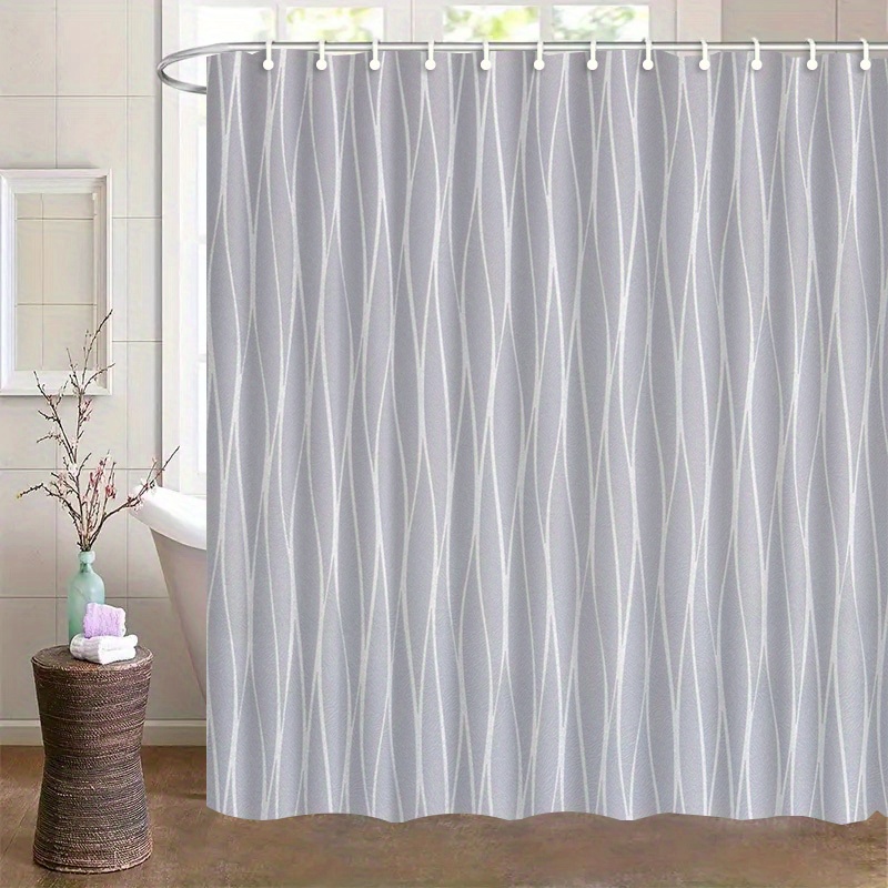 TEMU Jit1pcs Geometric Striped Pattern Shower Curtain, High-end Elegant Bathroom Curtain Shower Curtain, Shower Curtain Home Decoration Pattern