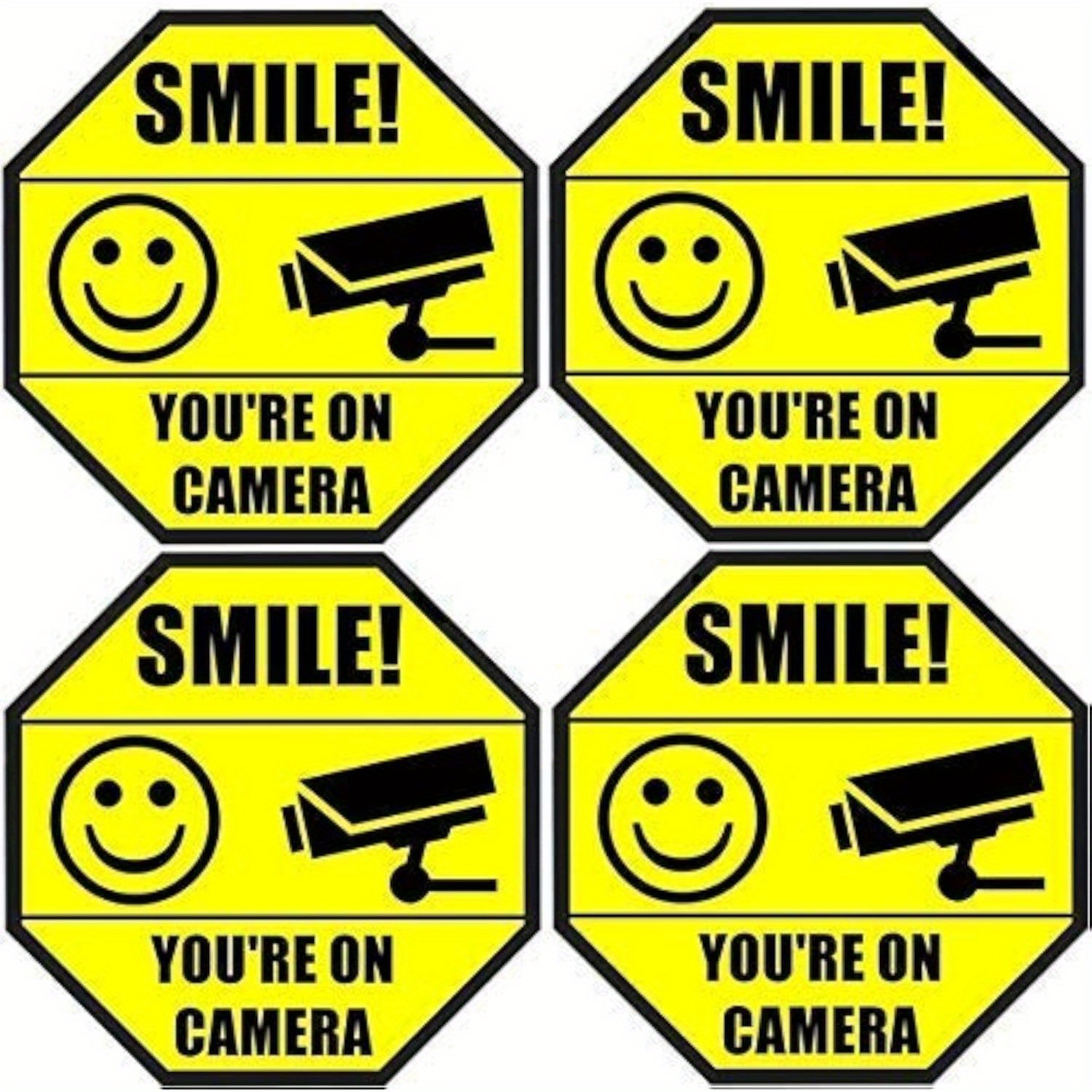TEMU Set Of 4 Indoor/outdoor 3-inch Warning Stickers For Glass Doors And Windows, Featuring A Face And A Reminder That You' Recorded
