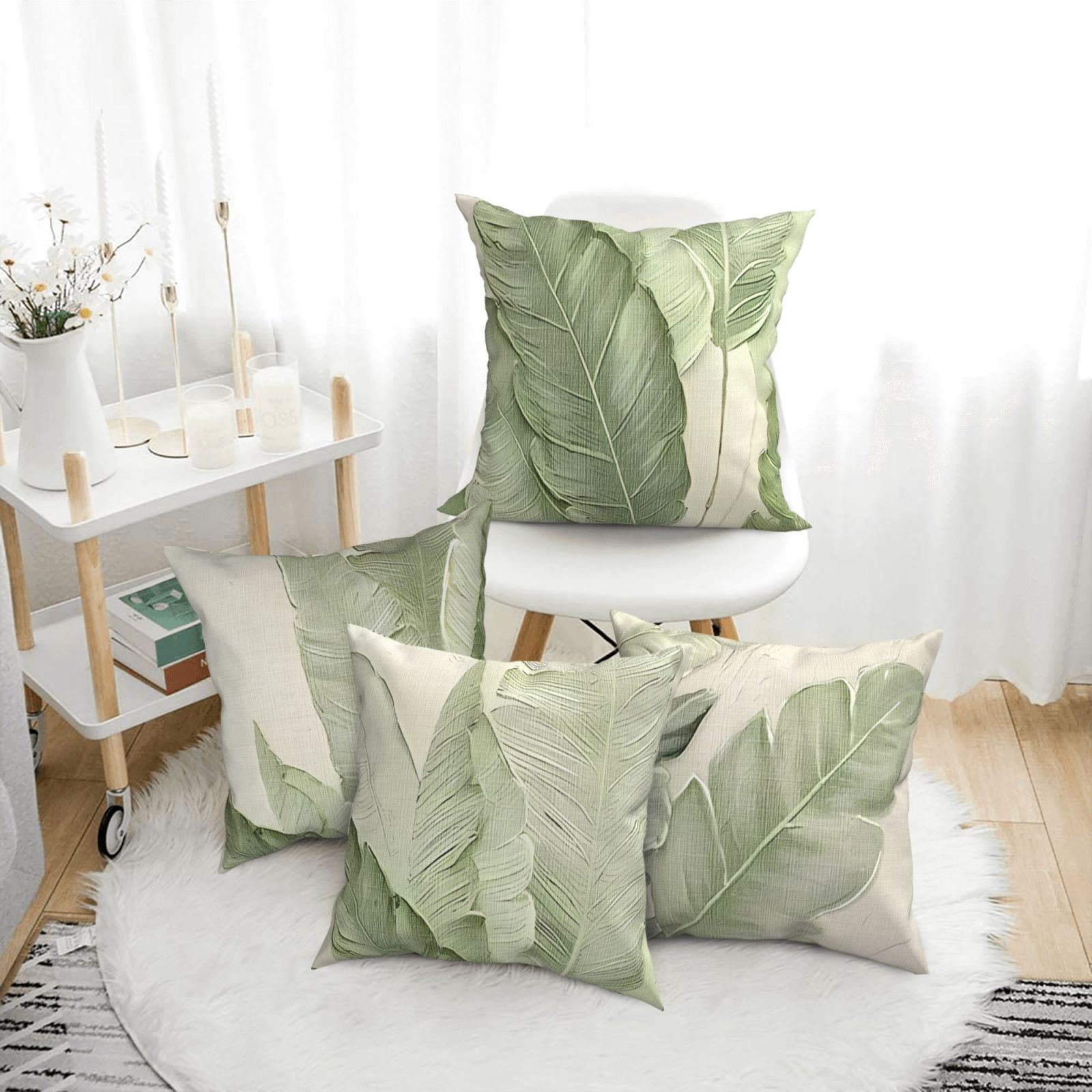 

4pcs Set Leaf Throw Pillow Covers - Oil Painting Style, Zippered Cushion Cases For Sofa, Chair, Car, Office Decor - Machine Washable (no Insert), Decorative Pillows