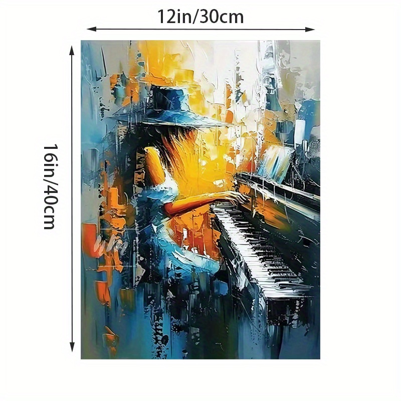 E-shop Lebendige Abstrakte Frau beim Klavierspielen Leinwanddruck - Moderne Wanddekoration für Wohnzimmer, Schlafzimmer, Büro oder Bar - 30x40 cm -