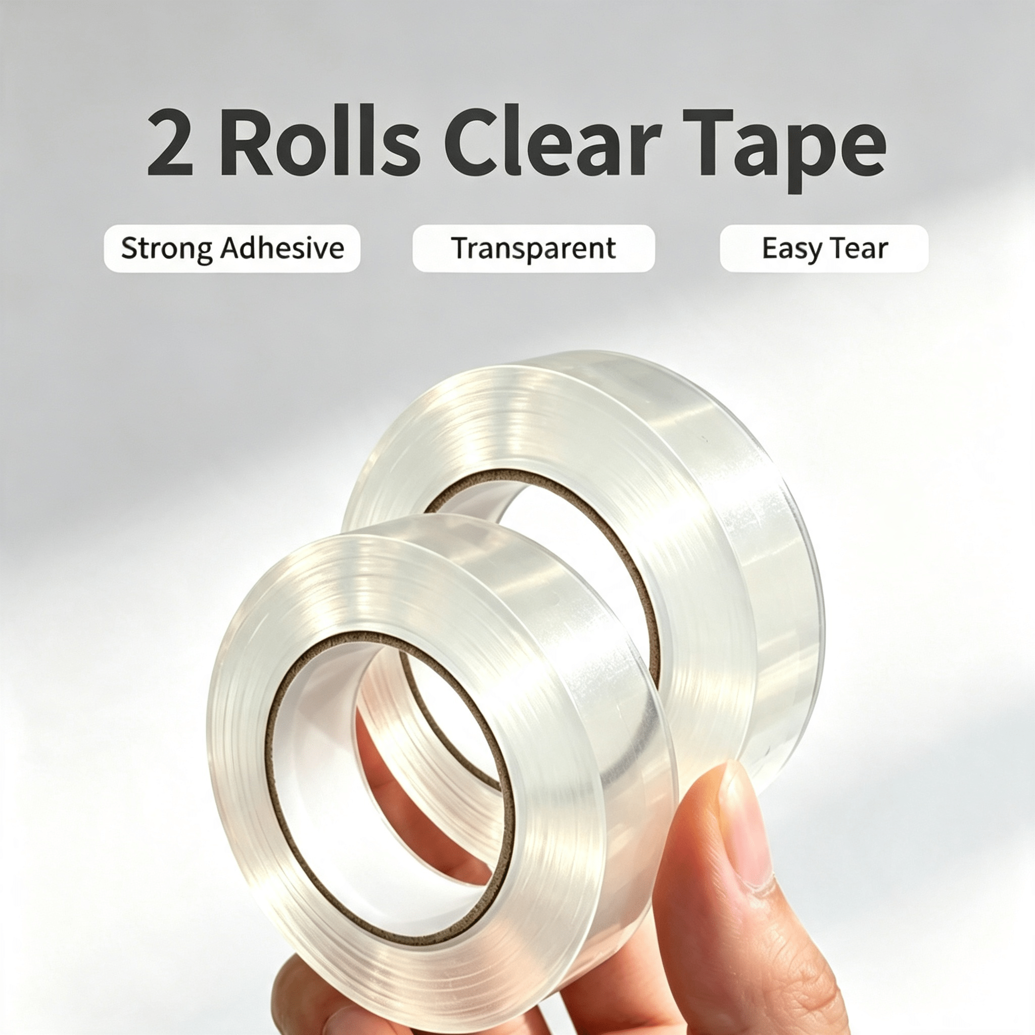 TEMU 2-roll Pack 197-inch Nano Double-sided Tape - And Reusable, Suitable For Plastic, Wood, Glass, Metal | Ideal For Home And Office Use, Wall