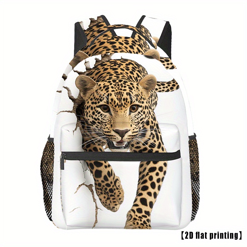 Leopard Wall_2 Travel Hiking Backpack, 2d Flat Printing Backpack, Computer Backpack, Men's And Women's Casual Backpack, Suitable For Travel, 2d Flat