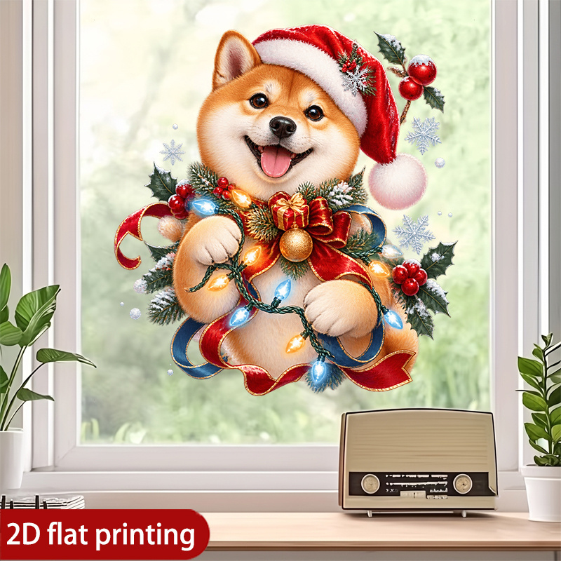 TEMU 2d Flat, 1pc 2d Flat With Christmas Elements Patterned Window Stickers. Suitable For Bedrooms, Bathrooms, Kitchens, Home Decor, Doors,