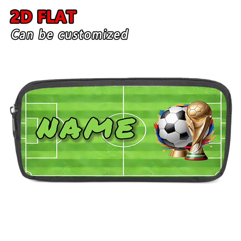 TEMU [Personnalisation] Trousse Grande , Motif Nom Personnalisé Terrain de Football et Trophée de Football, 4.30SB (1), Sac de Rangement de Papeterie
