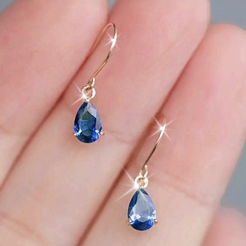 E-shop Damen 3-Zacken Tränenform Synthetischer Edelstein Ohrringe - KC September Geburtsstein, Elegante Minimalistische Hängeohrringe für den , Partys,