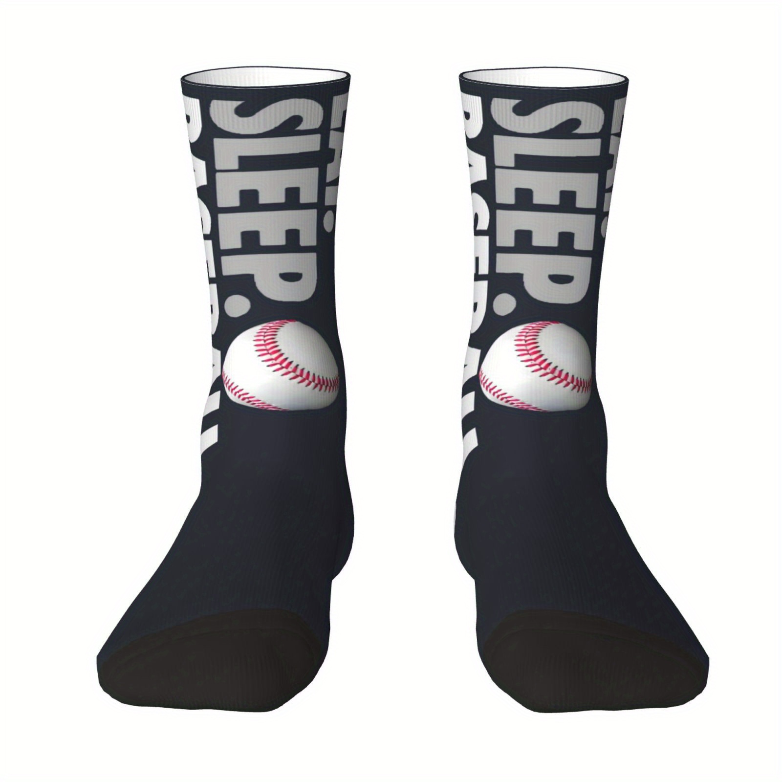 TEMU A Pair Of Novelty Printed Socks With A Baseball Theme, Featuring Digital Printing Technology. Unisex Novelty Printed Socks, Ideal For Home,