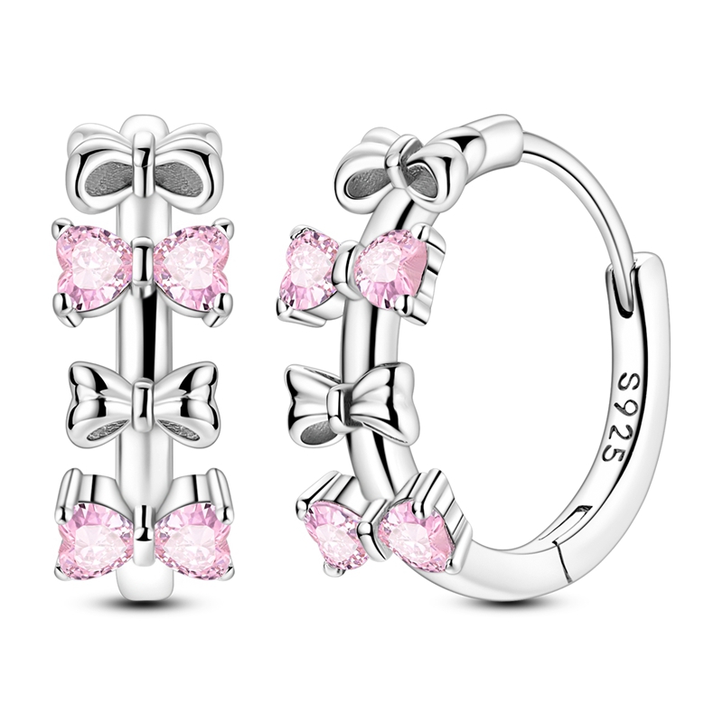 TEMU Zxj Exquisite 925 Sterling Silvery Earrings, Pink Heart Earrings, Women's Fashion Earrings, Aesthetics, A Gift For Your , Suitable For , Worn