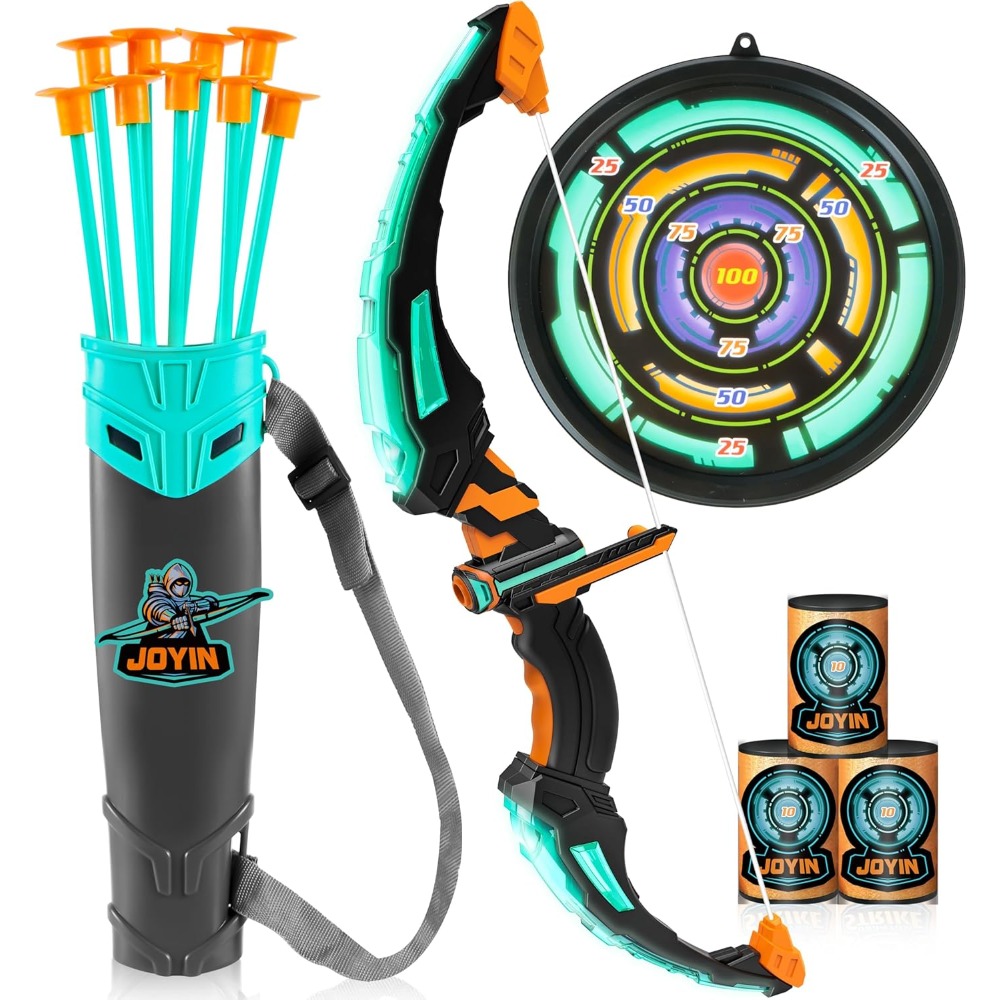 TEMU Syncfun Kids , Led Light Up Archery Toy Set With 9 Suction Cup Arrows, & Arrow Case, Indoor And Outdoor Hunting Play Gift Toys For Kids