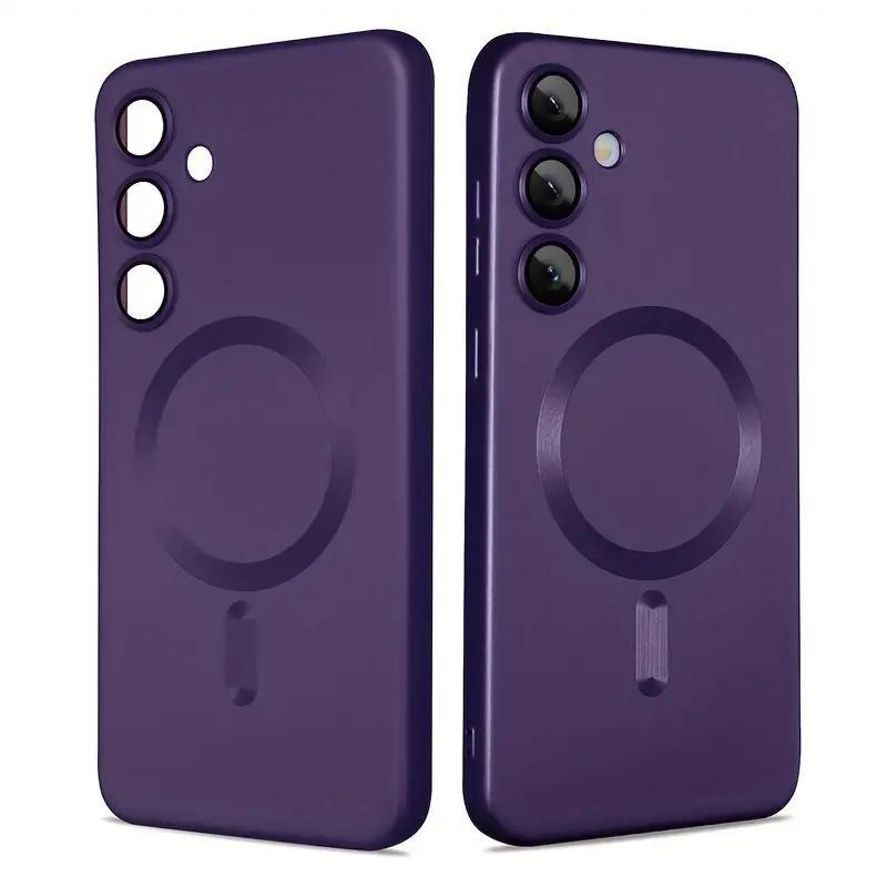 

For S24 Fe S24 Ultra S24 Plus S24 S23 S22 S21 S20 Matte Magnetic Case With Camera Lens Protector