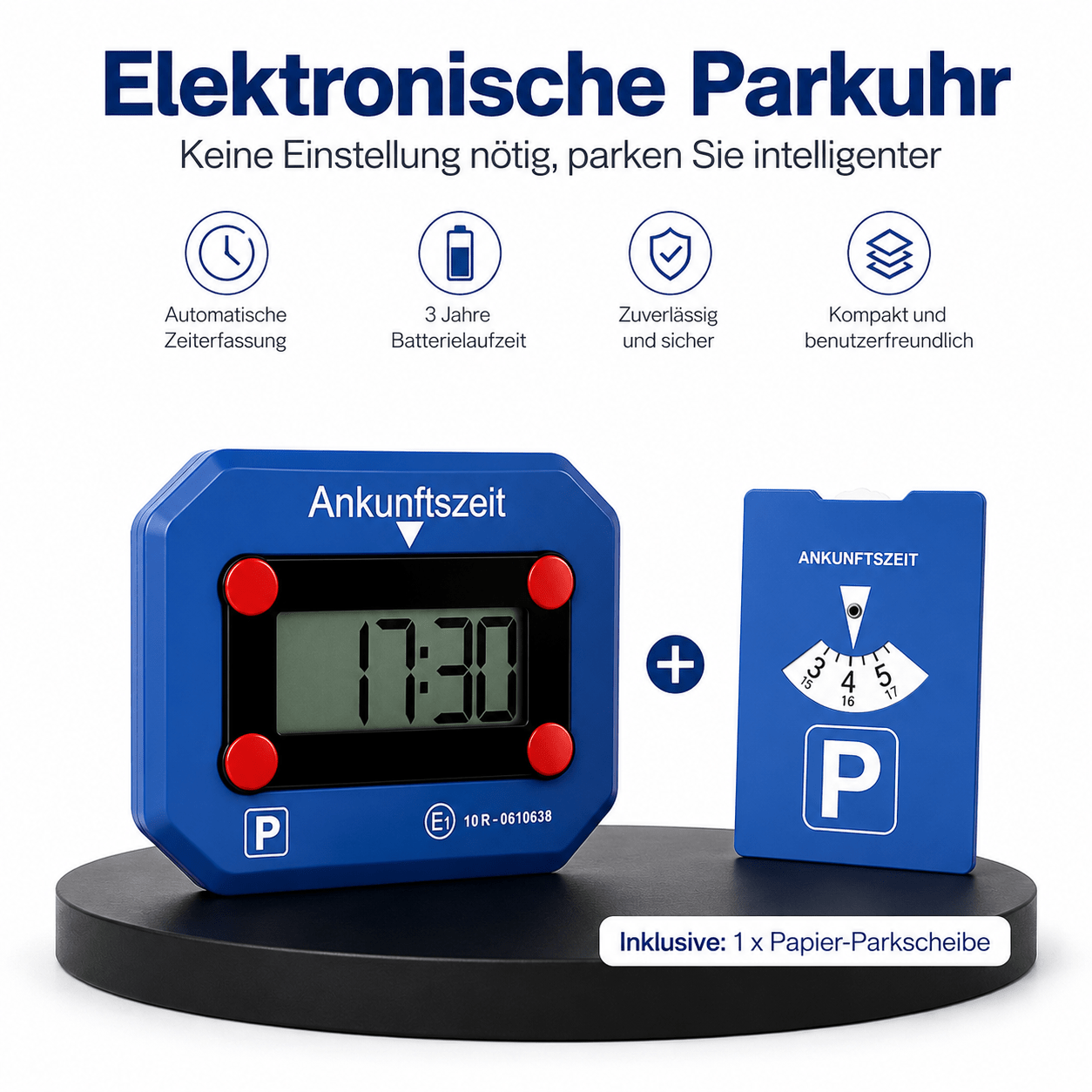 Image of Magnetic Dual-screen Electronic Parking Timer, Digital Display & Paper Ticket Function, Compact, , Car Accessory & Holiday Gift