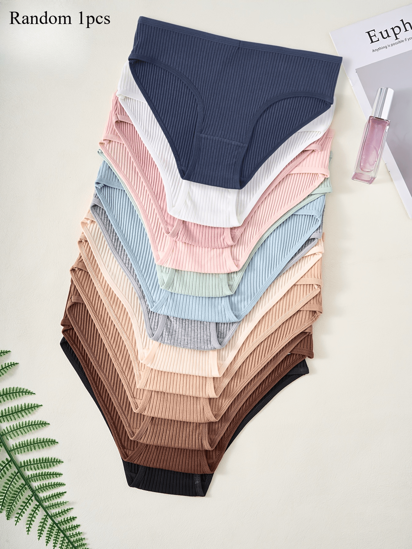 selección de 13 colores, con una braguita de tiro   para mujer elegida  , cómoda ropa interior triangular transpirable de color liso y a rayas