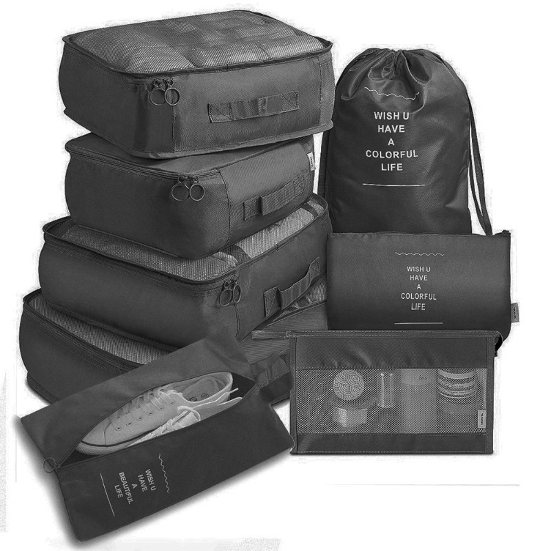 TEMU 8pcs Travel Storage Bag Set With Cosmetic Bag Travel Organizers For Packing Portable Luggage Organizer Travel Accessories Sorting Bags Travel