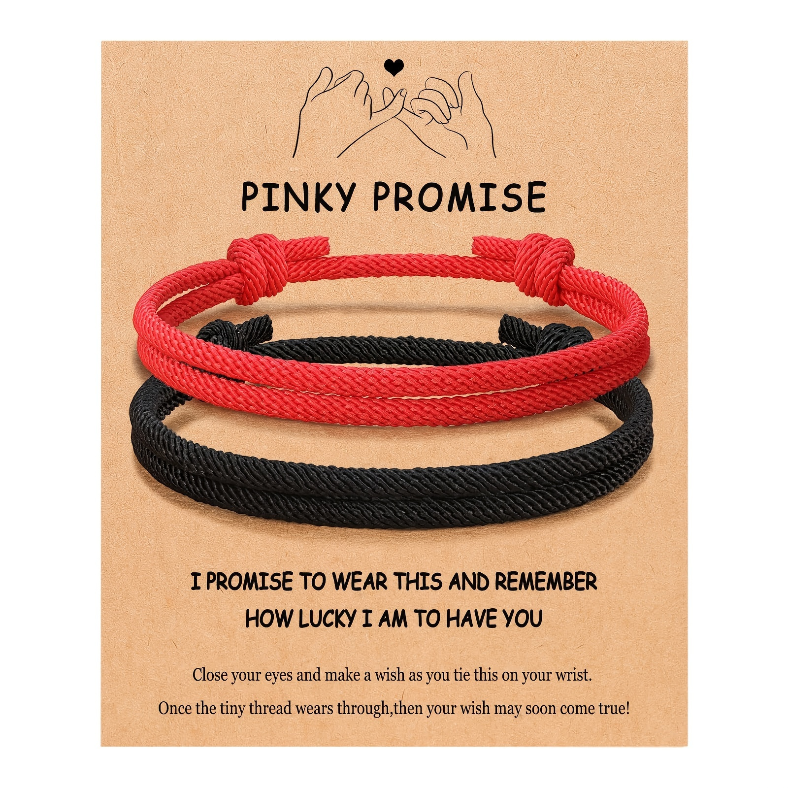 TEMU 2pcs Adjustable Red Rope, Couples Relationship Bracelets For Lovers Friendship, Christmas Gifts, Valentine's Day Gift