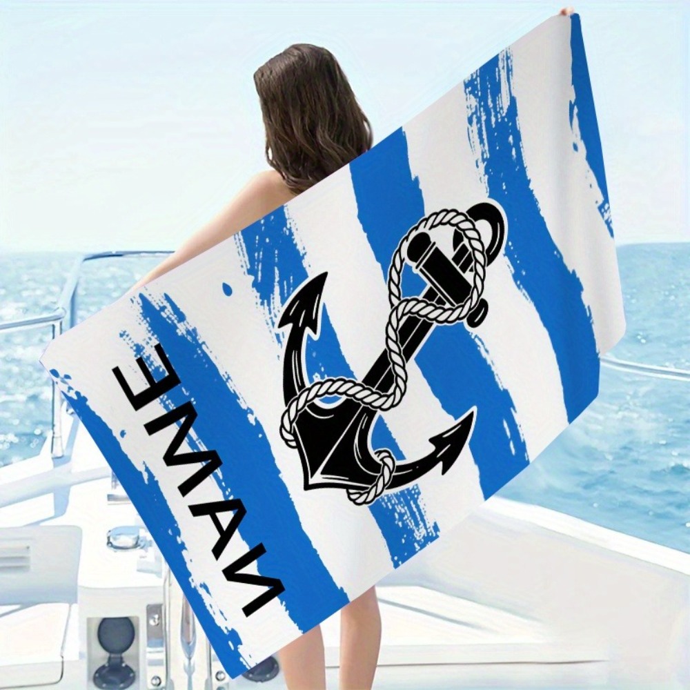 1 kos Brisača za plažo Personalizirana Navtična ladja Kreativna brisača za plažo, Ime po , Visokokakovostna Velika brisača za kopanje