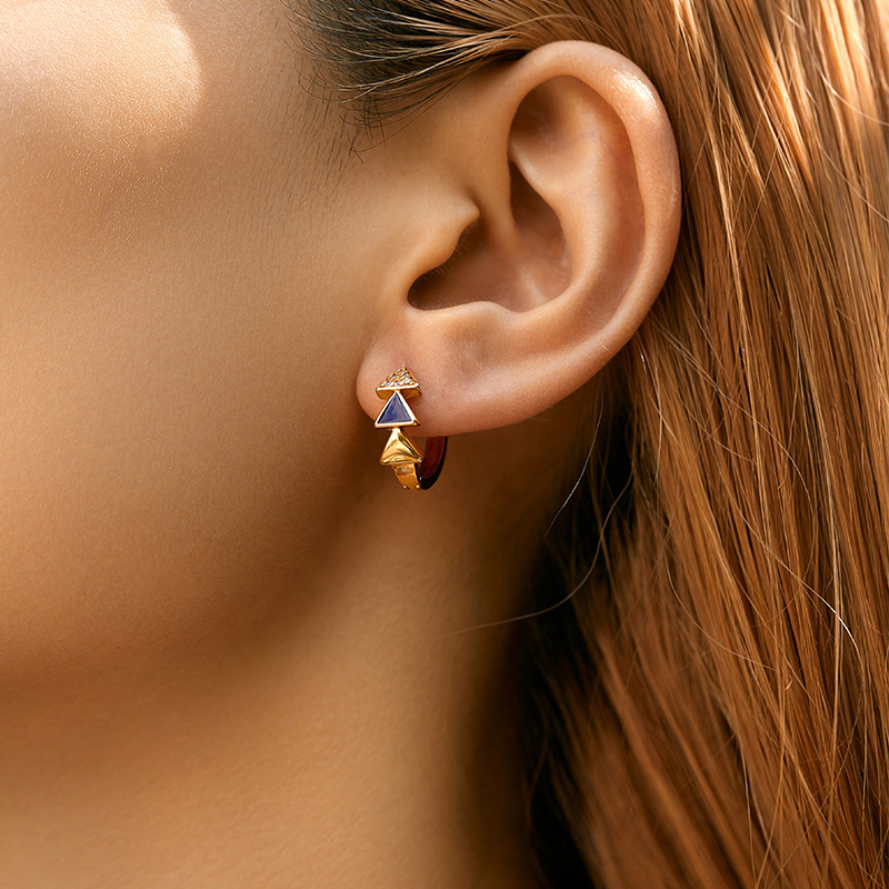 2pcs Triangle Hoop Earrings Set, Minimalist Style