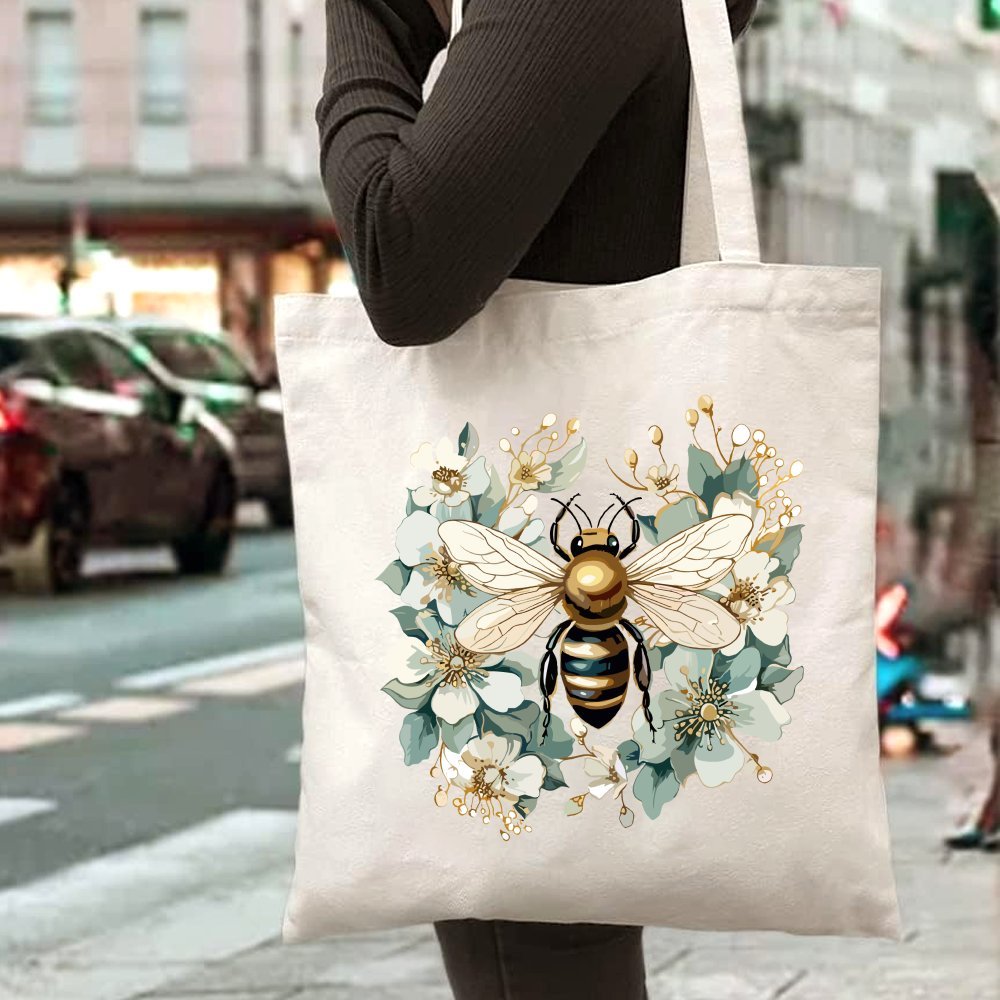florale bienen druck tragetasche große kapazität langlebige Temu