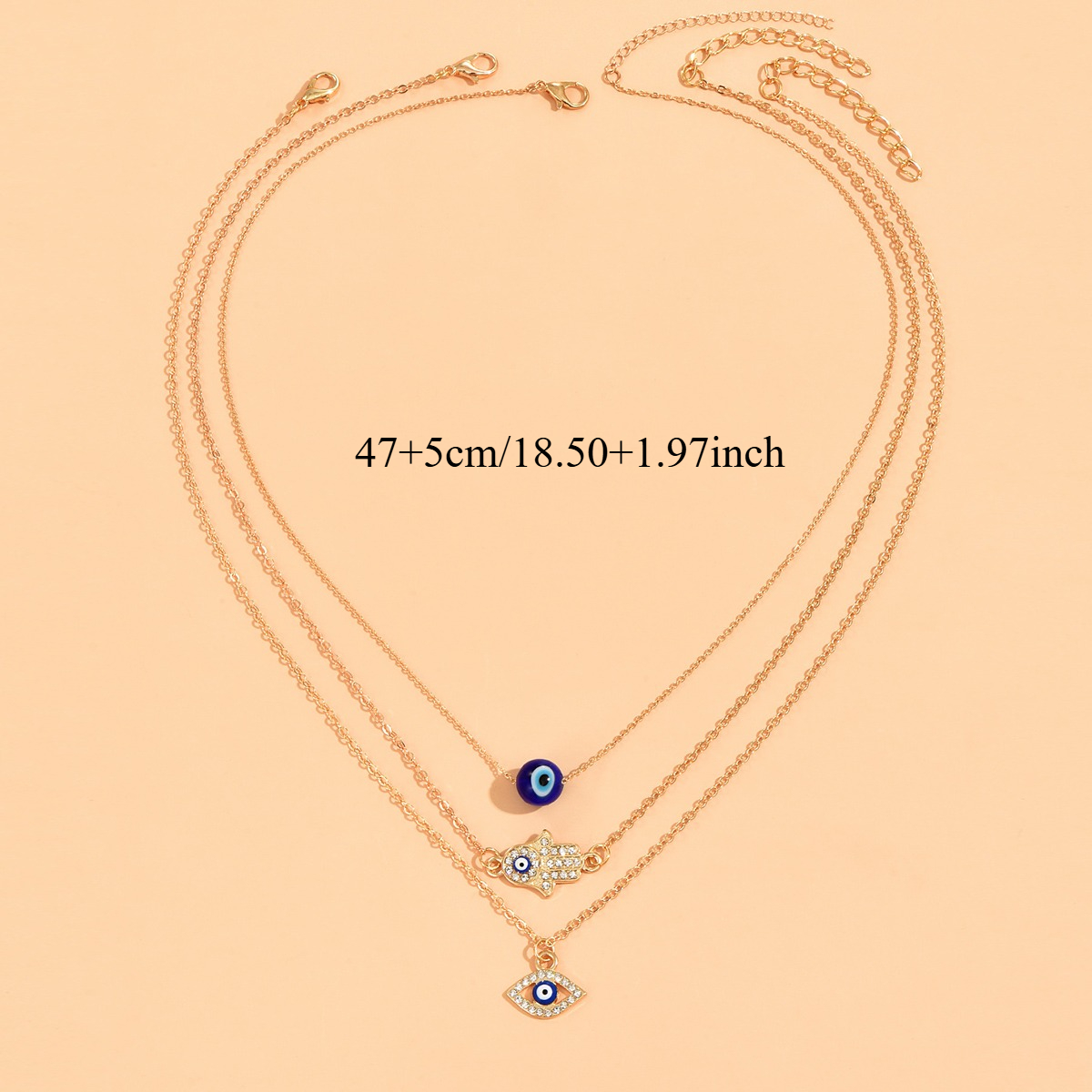 3pc Women's Bohemian Evil Eye Pendant Necklace Set