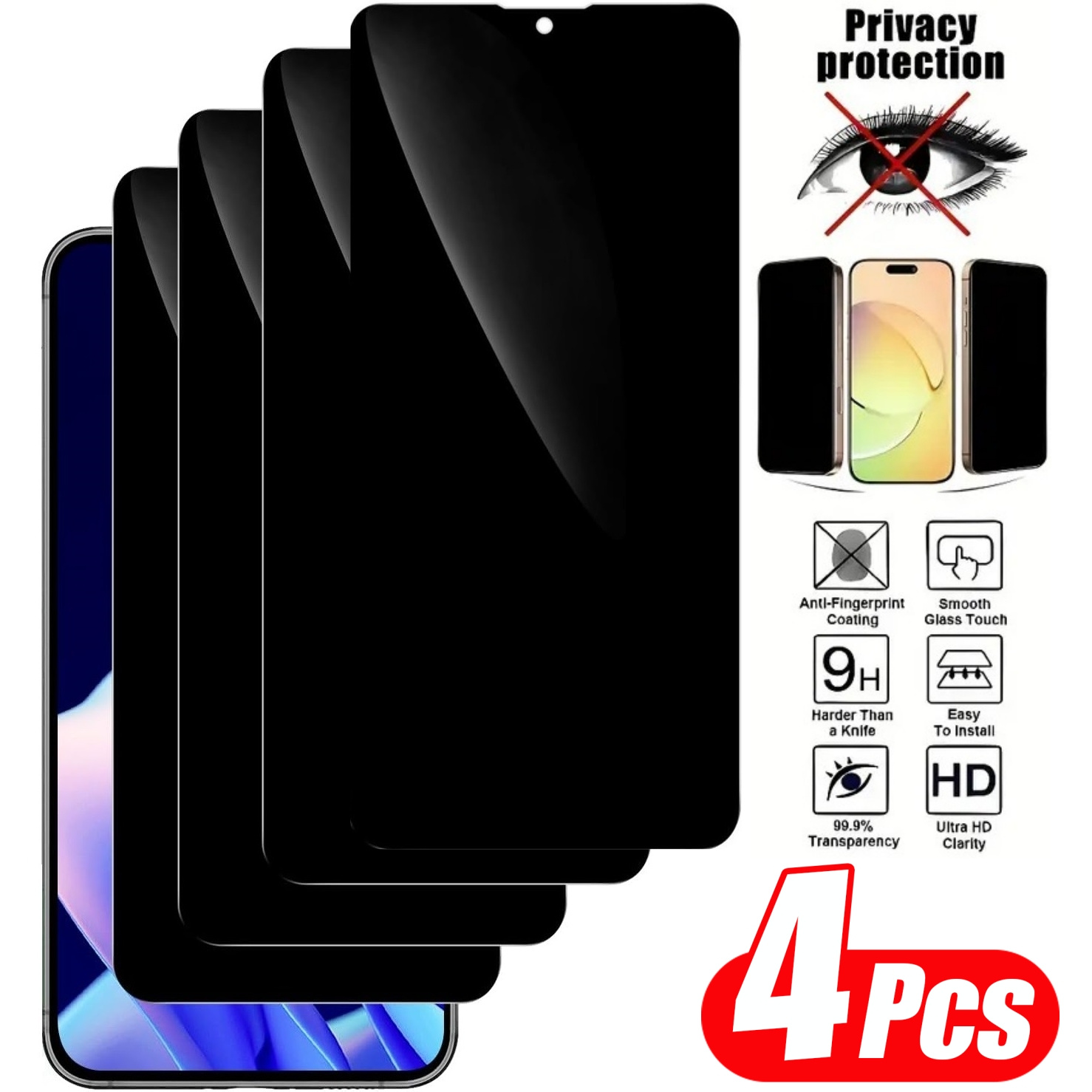 E-shop 4 Stück Privacy Panzerglas Displayschutzfolie Geeignet für Samsung S20 S21 S22 S23 S24 FE Safe Privacy Displayschutzfolie - Anti-Spionage &