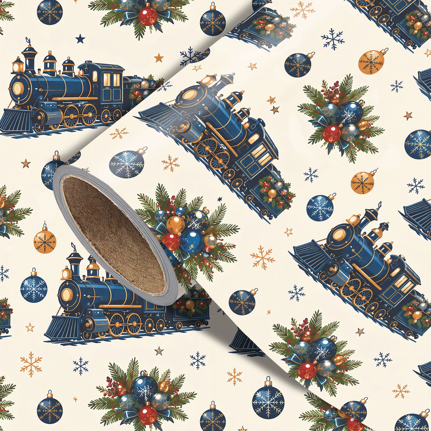 TEMU Christmas Train Wrapping Paper Roll - Measures 17.7 Inches X 118 Inches, Perfect For Wrapping Xmas Gifts, Making Party Decorations, And Birthday