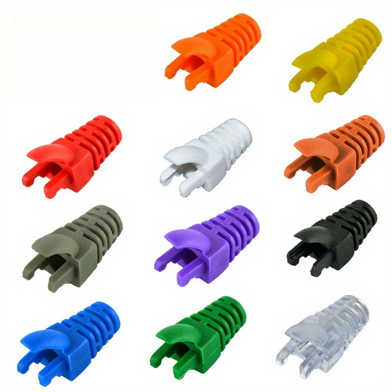 50 100 pack rj45 ethernet network cable relax protectors pvc   connector caps suitable for    e cat6 cat6    cable diameters assorted colors 0