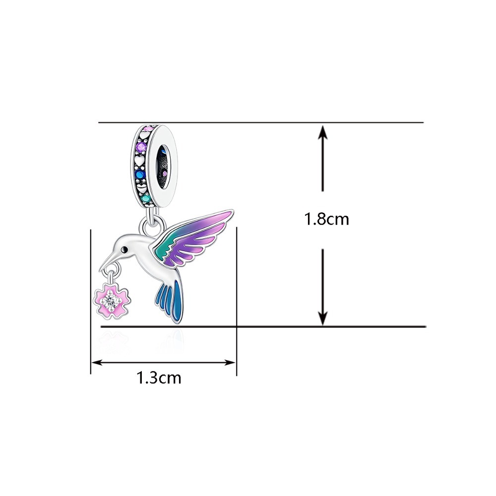 925 Sterling Silver Gradient Winged Bird & Flower Pendant Necklace