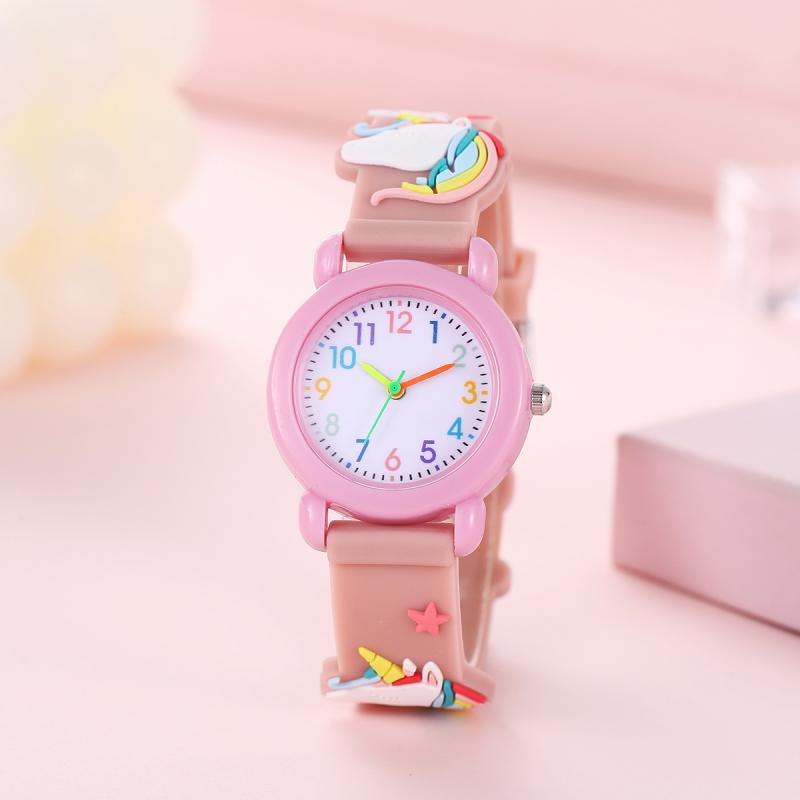 Image of Kindergarten And Elementary School Student Time Teaching Watch, Number Recognition Training, ' Watch For Boys And Girls, Birthday Gift, Cartoon 3d Unicorn Strap 's Watch