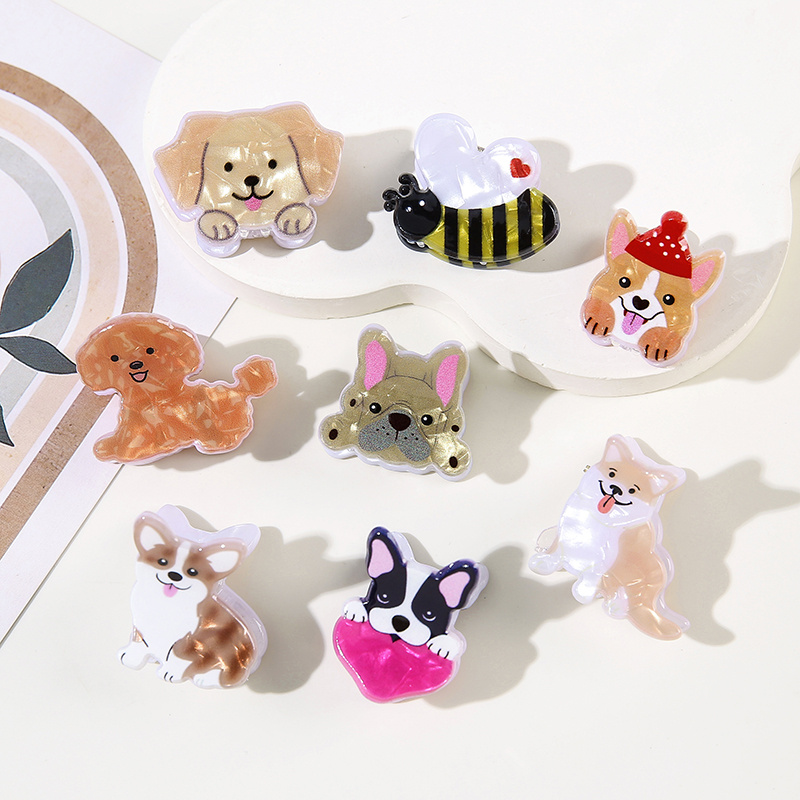 TEMU 8pcs Mini Pinces à Cheveux Adorables Chiot et Abeille, Corgi, Français, Golden Retriever, Clips Requin Animal Teddy, Accessoires Cheveux Dessin