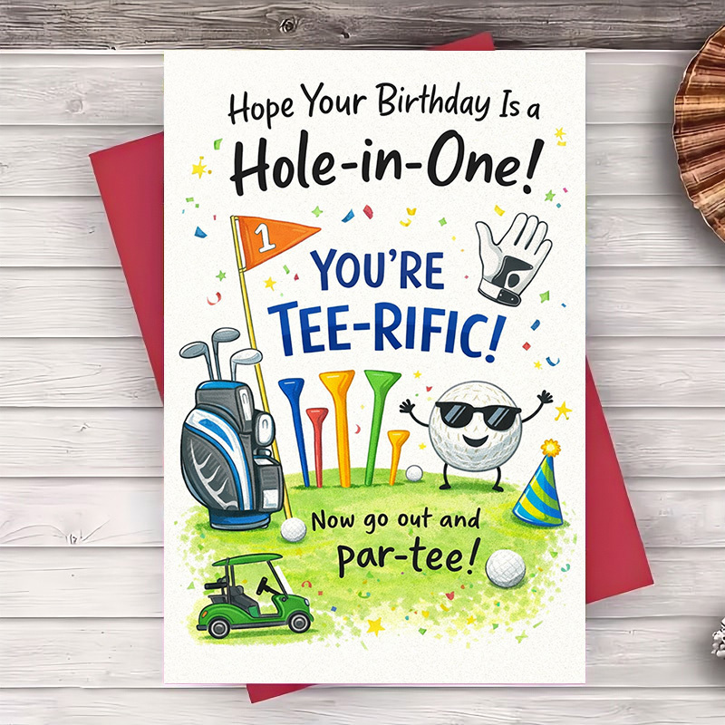 TEMU 2pcs (one Envelope And 1 Greeting Card)golf Birthday Greeting Card For Golf Lovers Perfect For And Golf Enthusiasts A Tee-rific Day With Fun And