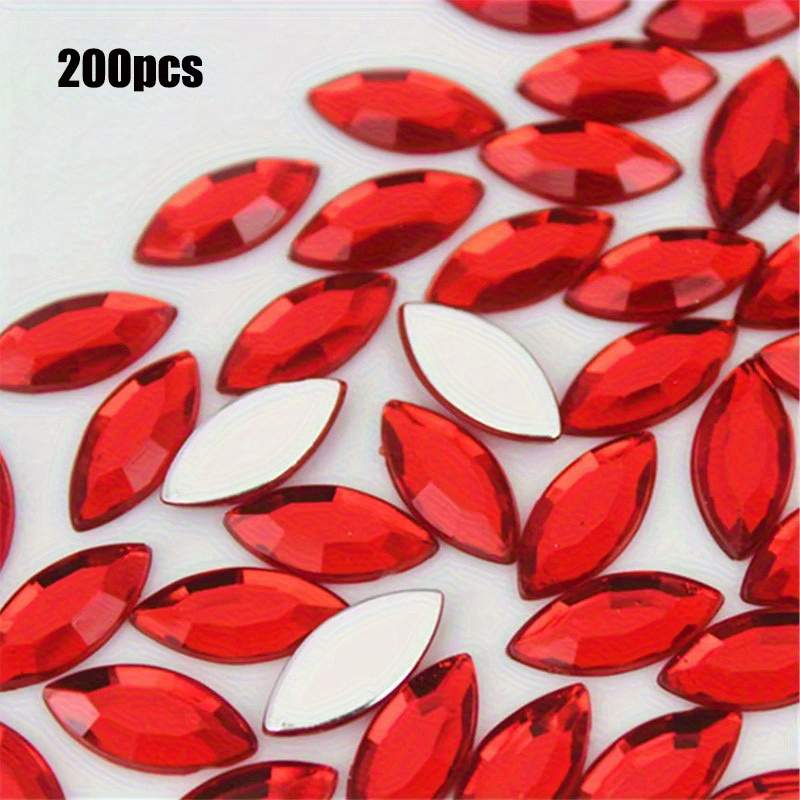 TEMU 2d Flat, 200pcs 0.7*1.5cm/0.27*0.59in Random Color Mixing Flat Back Acrylic Rhinestones Are Suitable For Making And Wedding Decoration