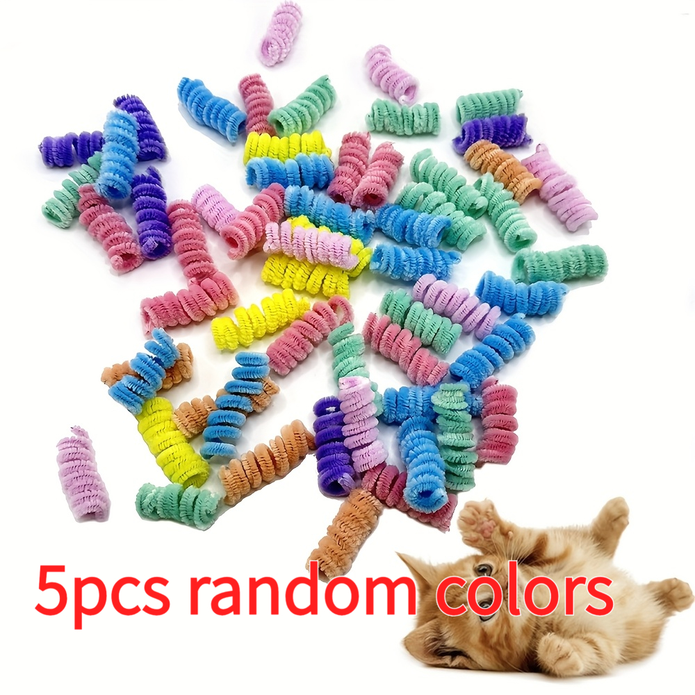 2/3/5pcs Random Color Cute Cat Spiral Toy, Macaron Colored Spiral Spring, Plush Indoor Toy Set, Perfect For Kittens To Hunt, Bat And Bite, And Exercise, Without Battery