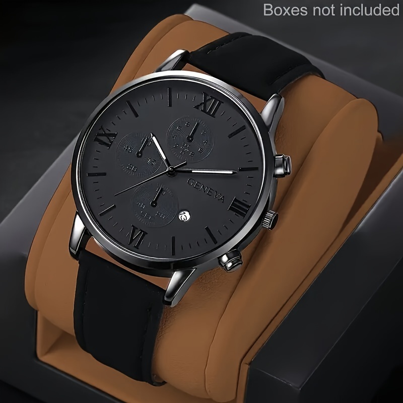 Image of 1pc Shaarms Men's Modern Quartz With Display, Round Suitable For Valentine's Day, Christmas, Ramadan Gifts, Elegant Wristwatch For Birthdays, Father's Day, Suitable For , Operation