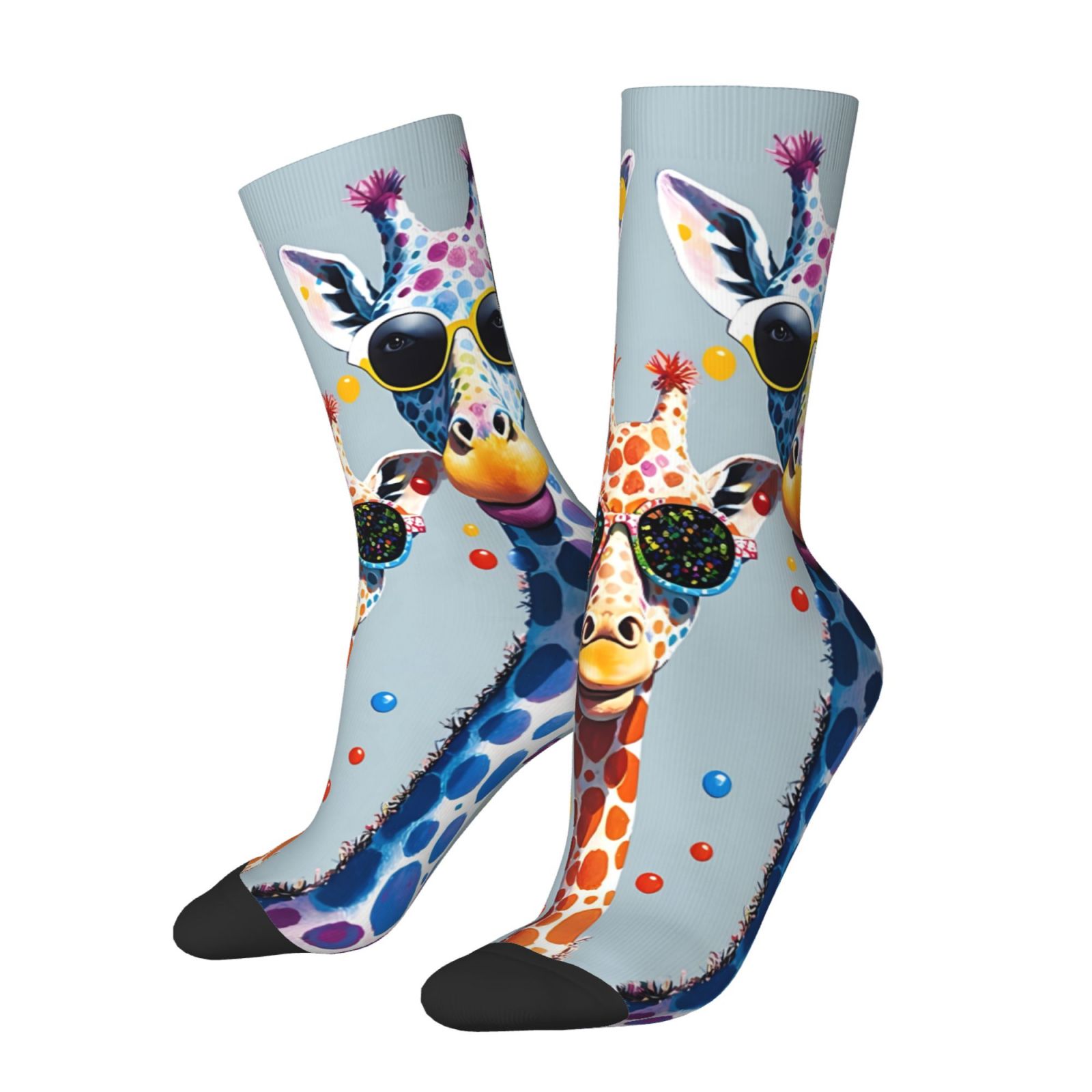 TEMU 1 par de calcetines novedosos para hombres y mujeres, con diseños divertidos de jirafas, ideales para trabajo, fiestas o deportes al ,