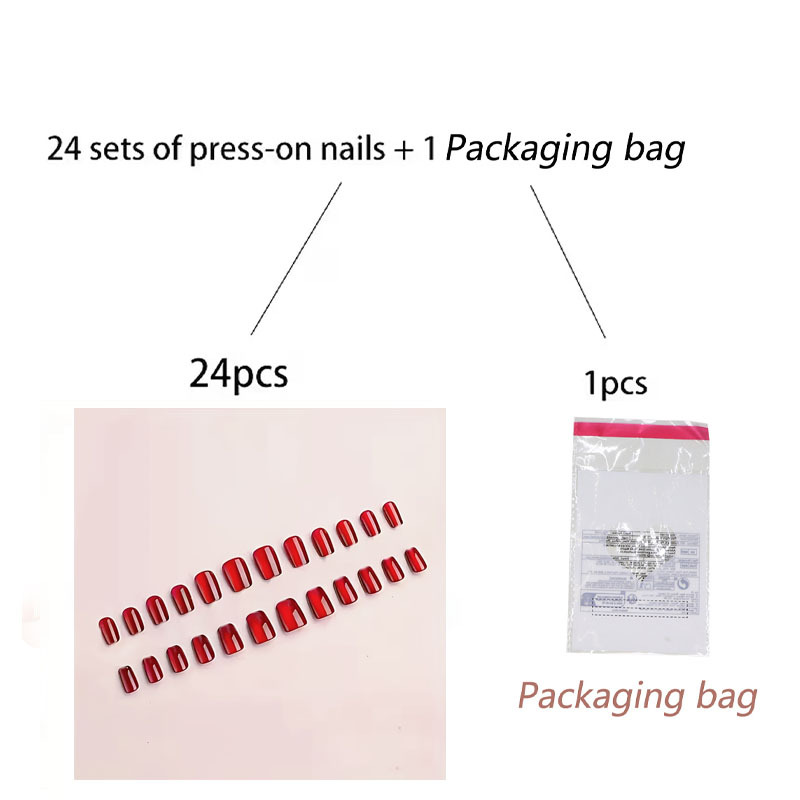 TEMU 25pcs (24 Wearable Armor And 1 Packaging Bag Short Square Red Eye Fake Nails, High-end Cat Eye Press-on Nails, , Women's Nails, Durable Nails,