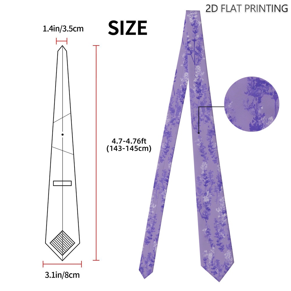 TEMU 1pc Lavender Branch Necktie - Elegant Purple Lavender Suitable For Valentine's Gifts, Anniversaries, Weddings & Special Occasions, Thoughtful