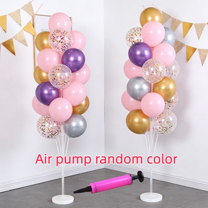 TEMU 2-pack Freestanding Balloon Column Stand Kit With 1-pack Random Color Hand Pump, Balloon Accessories, 136cm & 166cm Tall Adjustable Balloon