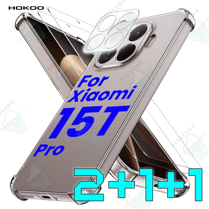 TEMU Pour le Xiaomi 15T Pro, protections d'écran en verre trempé, un protecteur d'objectif et une coque souple en TPU. Il est doté d'un design