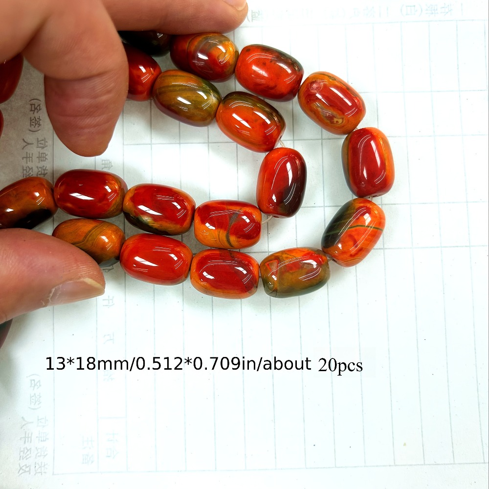 TEMU Perles d'espacement en agate naturelle AA de tambour 13x18mm, peintes à , pour la fabrication de bijoux DIY, magnifiques bracelets, , boucles