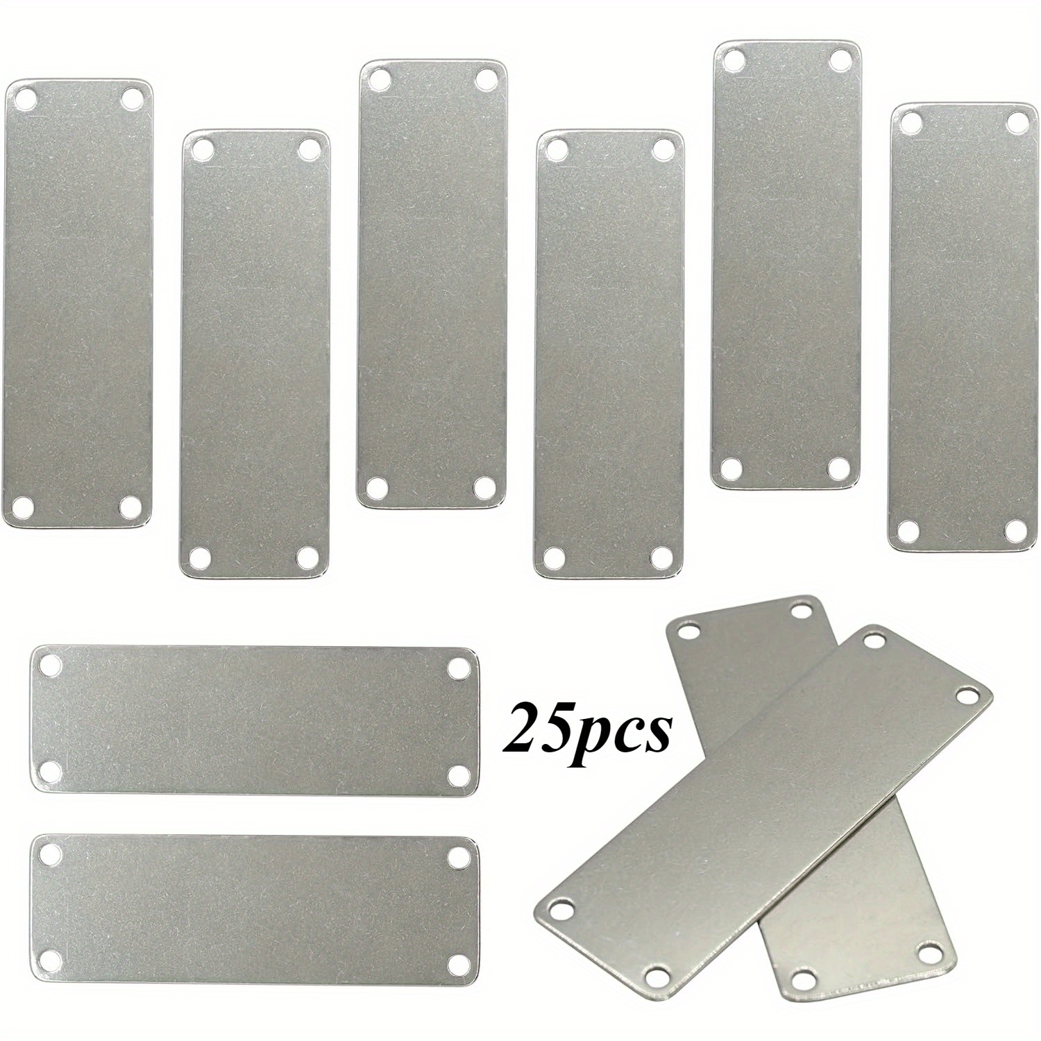 Stainless Steel Engraving Blank Tags Rectangle Stamping Blanks With 4 Holes 1inch*3inch 25 /50 Pack